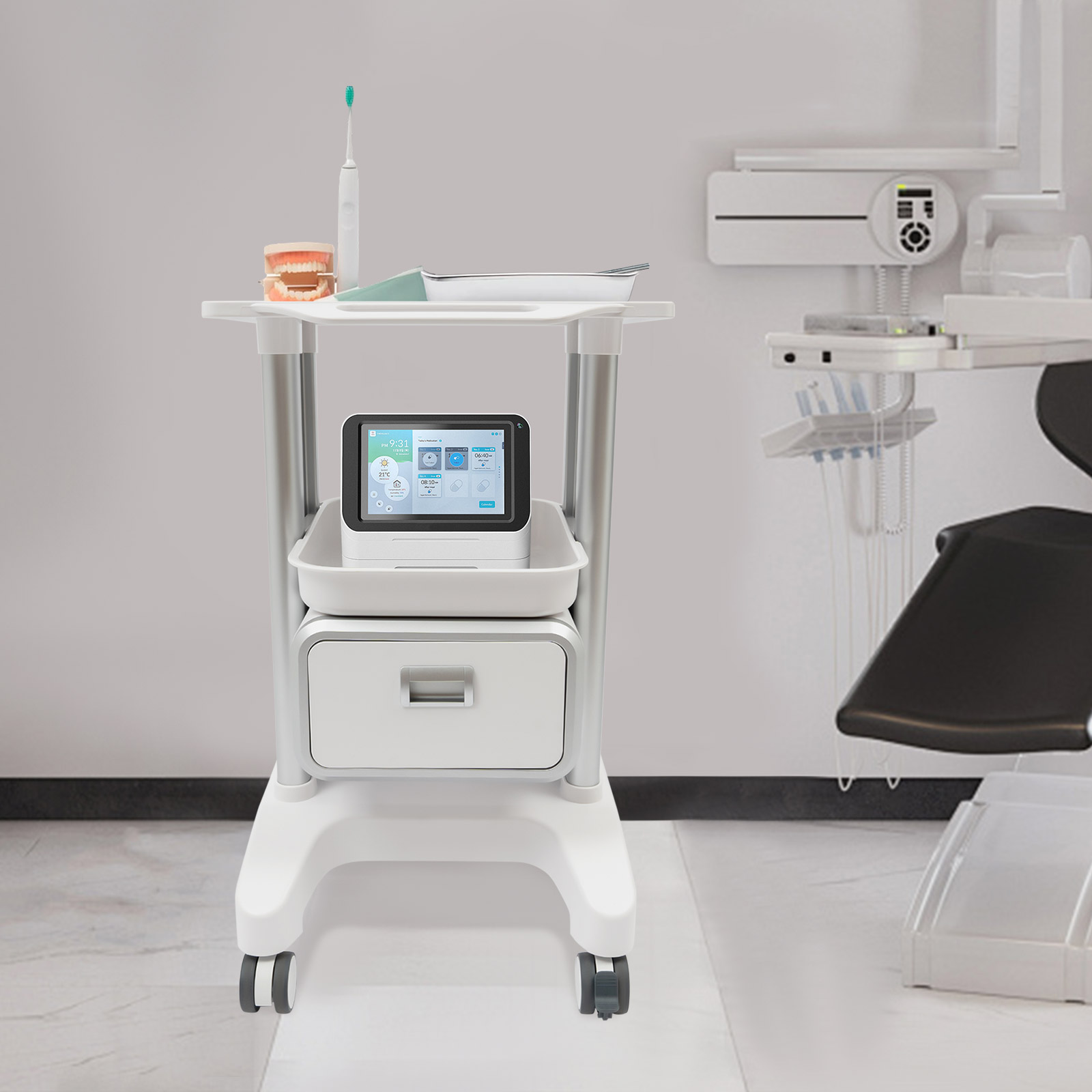 Medical Laboratory - Chariot à outils roulant en ABS,